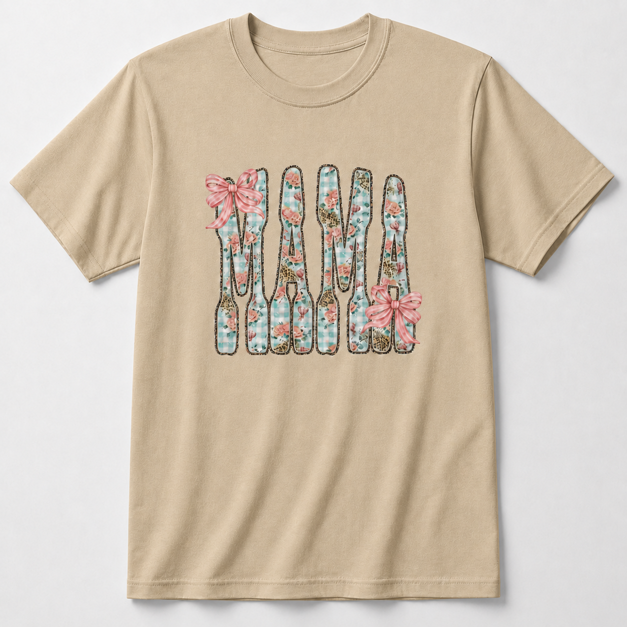 Floral Leopard Bow Glitter Mama Tee