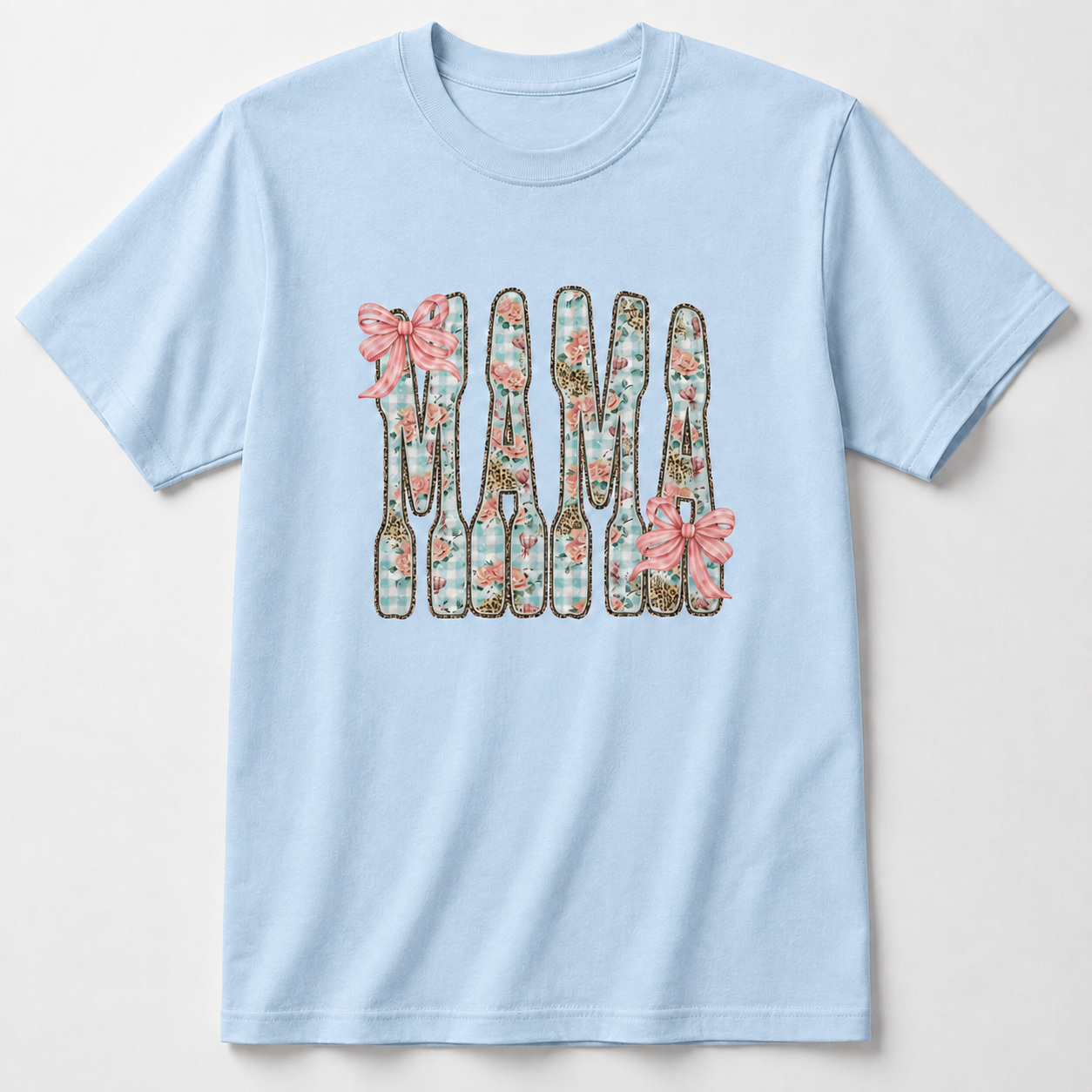 Floral Leopard Bow Glitter Mama Tee