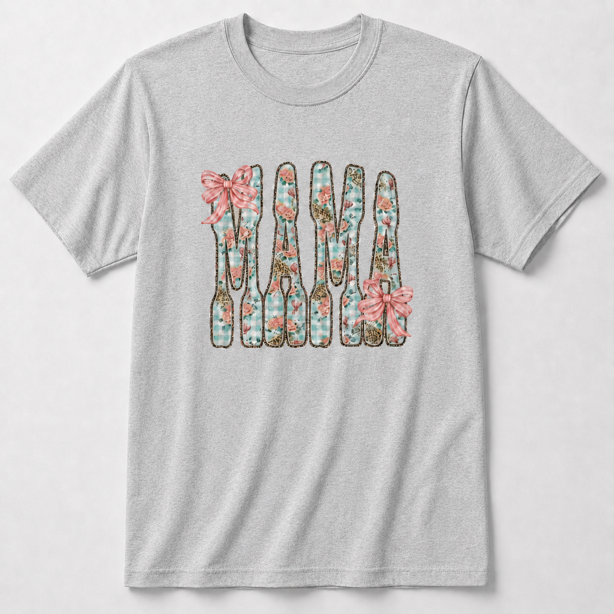 Floral Leopard Bow Glitter Mama Tee