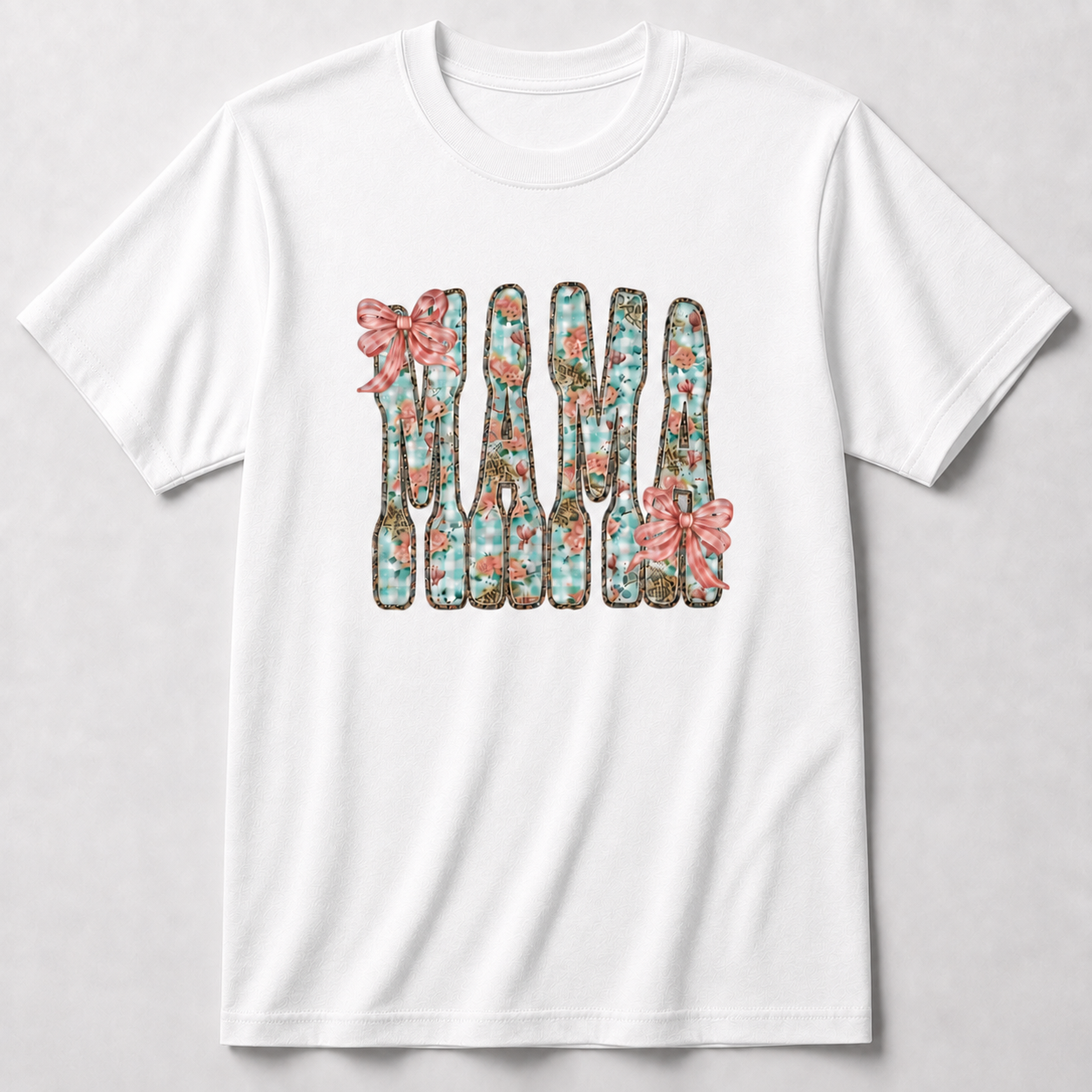 Floral Leopard Bow Glitter Mama Tee